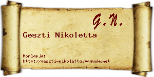 Geszti Nikoletta névjegykártya